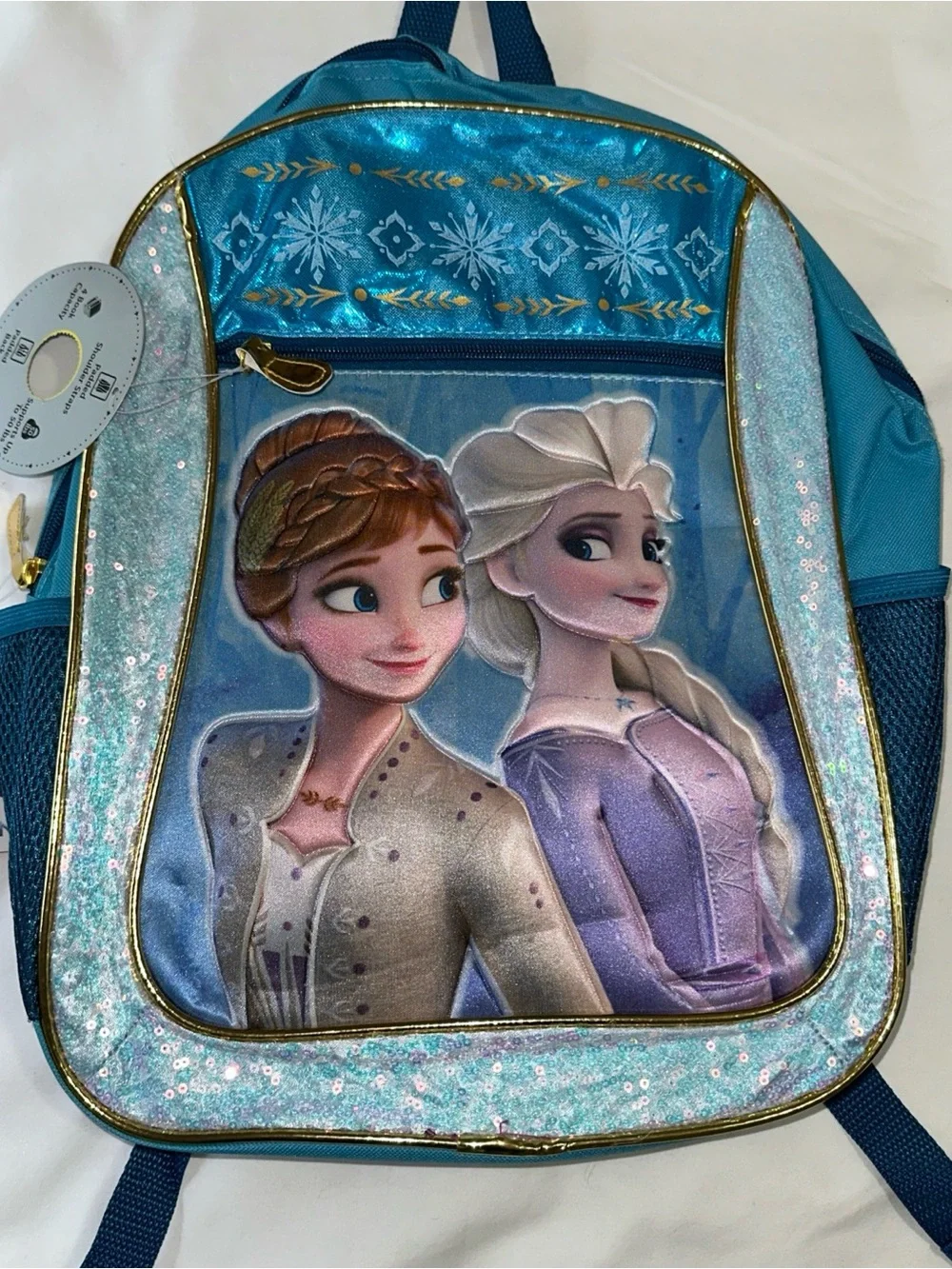 Disney Frozen Anna & Elsa Sequin Accent Backpack - Teal LAST ONE.